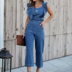 COPY - Denim VICI jumpsuit with ruffles NWT